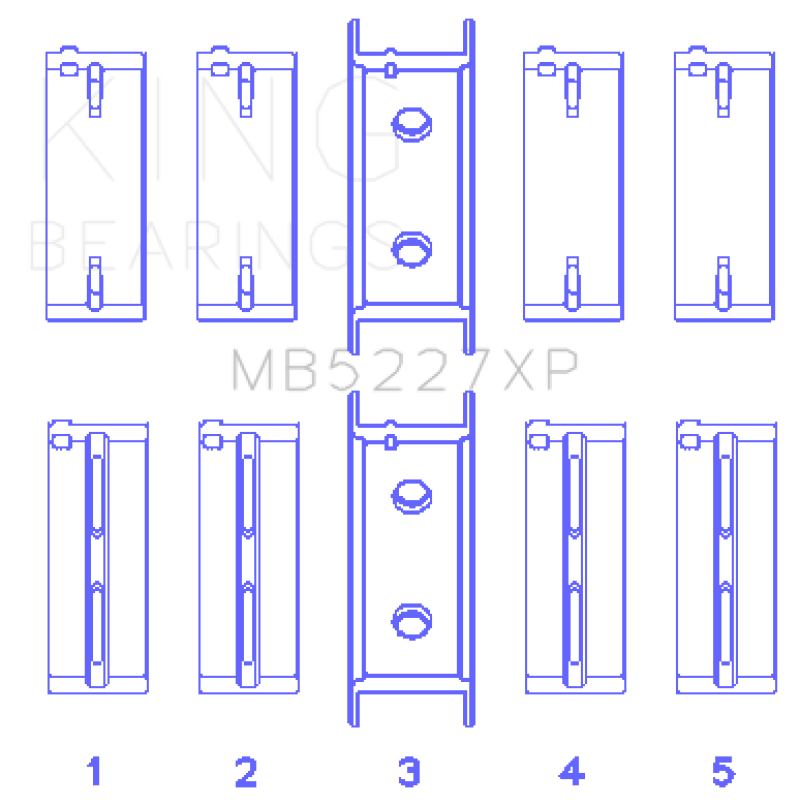 King Engine Bearings MB5227XPSTDX -  -King Mitsubishi 4G63/4G64 6 Bolt 1st Gen DSM (Size STDX) Performance Main Bearing Set