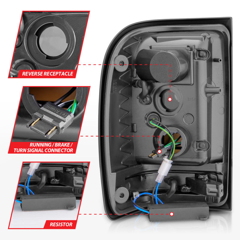 ANZO 311393 -  FITS: 2001-2011 Ford Ranger LED Tail Lights w/ Light Bar Chrome Housing Red/Clear Lens