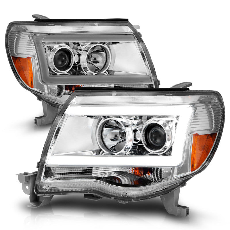 ANZO 111518 -  FITS: 2005-2011 Toyota Tacoma Projector Headlights w/ Light Bar Chrome Housing