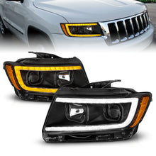 Load image into Gallery viewer, ANZO 111568 - FITS: 11-13 Jeep Grand Cherokee (Factory Halogen Only) Projector Headlights w/Light Bar Swtchbk Black