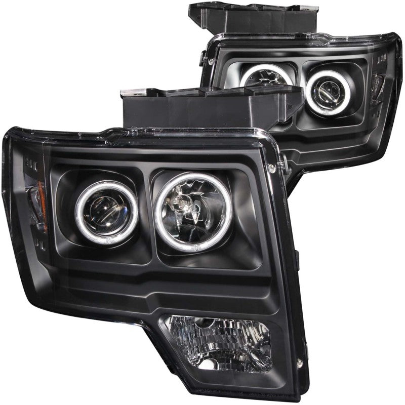 ANZO 111161 -  FITS: 2009-2014 Ford F-150 Projector Headlights w/ Halo Black (CCFL)