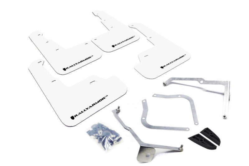 Rally Armor MF32-UR-WH/BLK FITS: 15-21 Subaru WRX/STI (Sedan ONLY) White UR Mud Flap w/ Black Logo