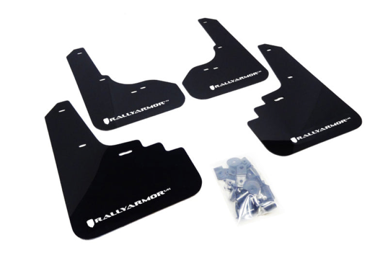 Rally Armor MF4-UR-BLK/WH FITS: 2005-2009 Legacy GT and Outback UR Black Mud Flap w/ White Logo