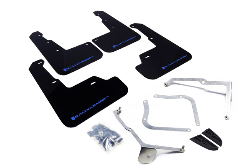 Rally Armor MF32-UR-BLK/LBL FITS: 15+ Subaru WRX & STi Sedan Only UR Black Mud Flap w/ Light Blue Logo