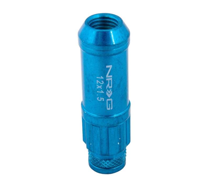 NRG LN-LS700BL-21 - 700 Series M12 X 1.5 Steel Lug Nut w/Dust Cap Cover Set 21 Pc w/Locks & Lock Socket Blue