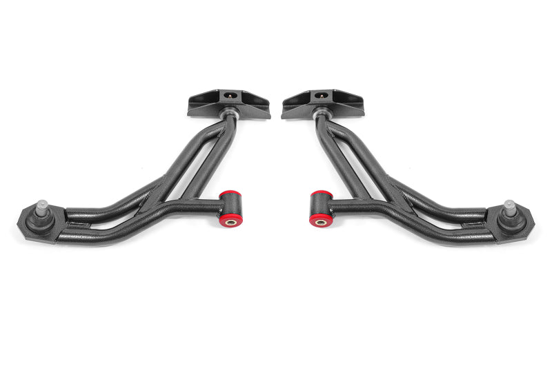 BMR Suspension AA755H - BMR 10-14 Ford Mustang Adj. Lower A-Arms Delrin/Rod End w/ 19mm STD. Ball Joint Black Hammertone