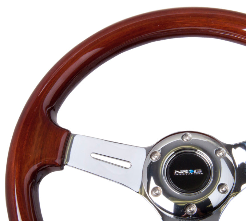 NRG ST-015-1CH - Classic Wood Grain Steering Wheel (330mm) Wood Grain w/Chrome 3-Spoke Center