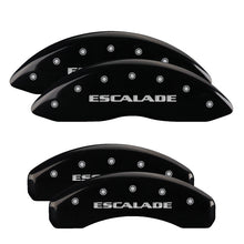 Load image into Gallery viewer, MGP 35015SESCBK - 4 Caliper Covers Engraved Front &amp; Rear Escalade Black finish silver ch