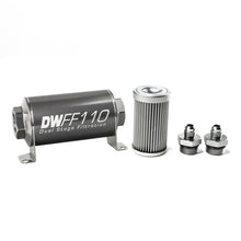 Load image into Gallery viewer, DeatschWerks 8-03-110-010K-6 - Stainless Steel 6AN 10 Micron Universal Inline Fuel Filter Housing Kit (110mm)
