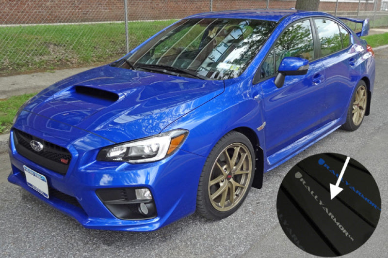 Rally Armor MF32-UR-BLK/SIL FITS: 15+ Subaru WRX & STi Sedan Only UR Black Mud Flap w/ Silver Logo