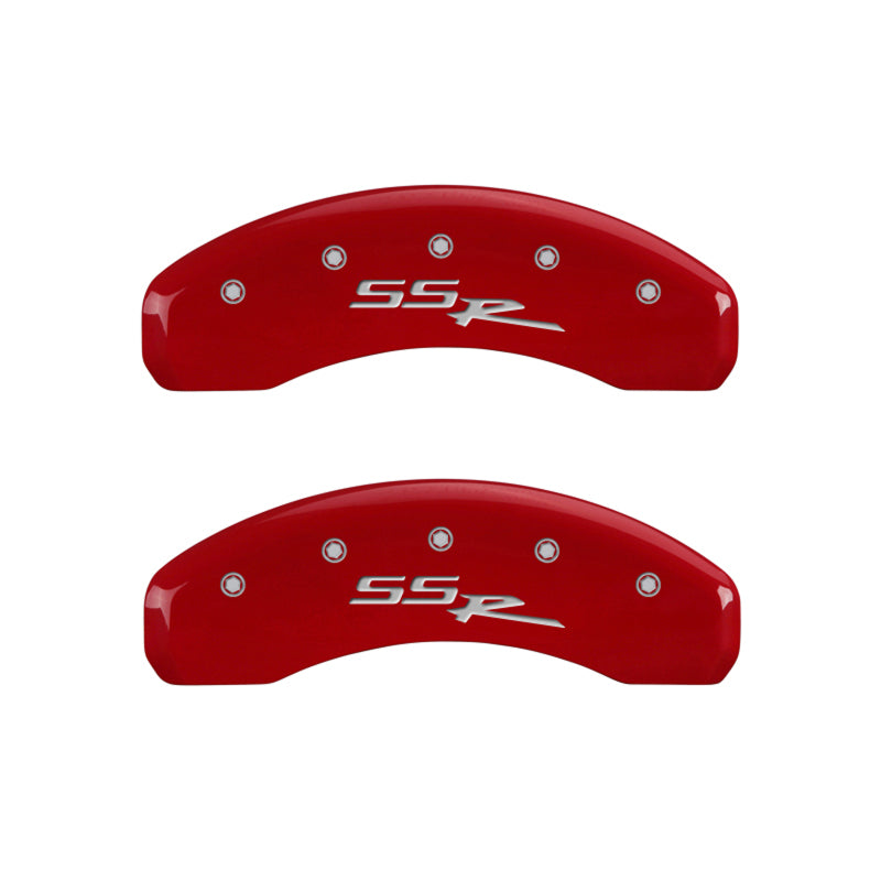 MGP 14031SSSRRD - 4 Caliper Covers Engraved Front & Rear SSR Red finish silver ch