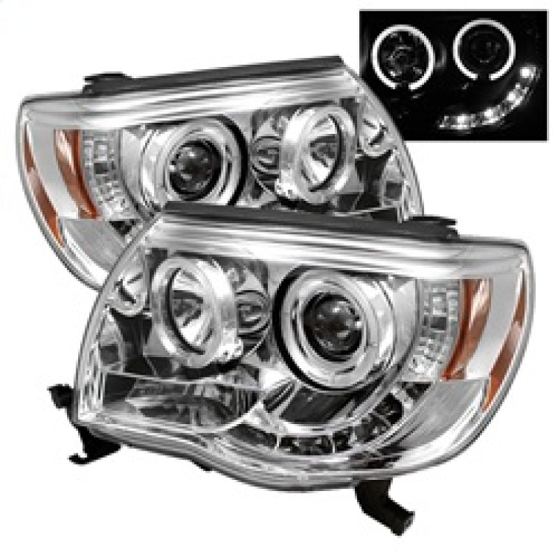 SPYDER 5011923 - Spyder Toyota Tacoma 05-11 Projector Headlights LED Halo LED Chrome High H1 Low H1 PRO-YD-TT05-HL-C