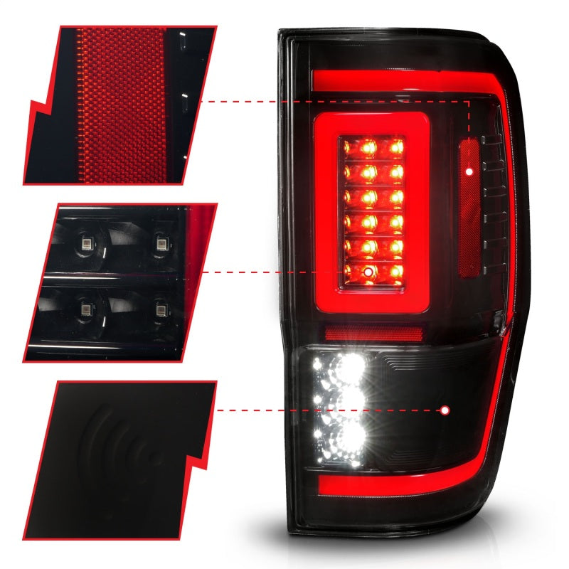 ANZO 311447 - FITS: 19-22 Ford Ranger Full LED Taillights w/ Lightbar Sequential Signal Black Housing/Smoke Lens