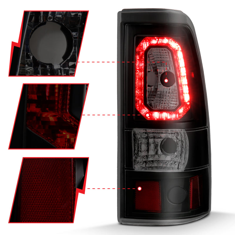 ANZO 311325 FITS 1999-2002 Chevy Silverado 1500 LED Taillights Plank Style Black w/Smoke Lens