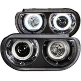 ANZO 121308 FITS: 2008-2014 Dodge Challenger Projector Headlights w/ Halo Black (CCFL)