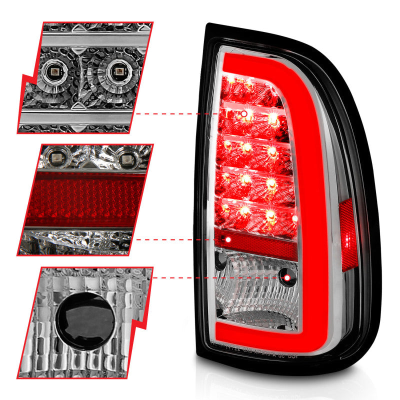 ANZO 311413 FITS 00-06 Toyota Tundra LED Taillights w/ Light Bar Chrome Housing Clear Lens