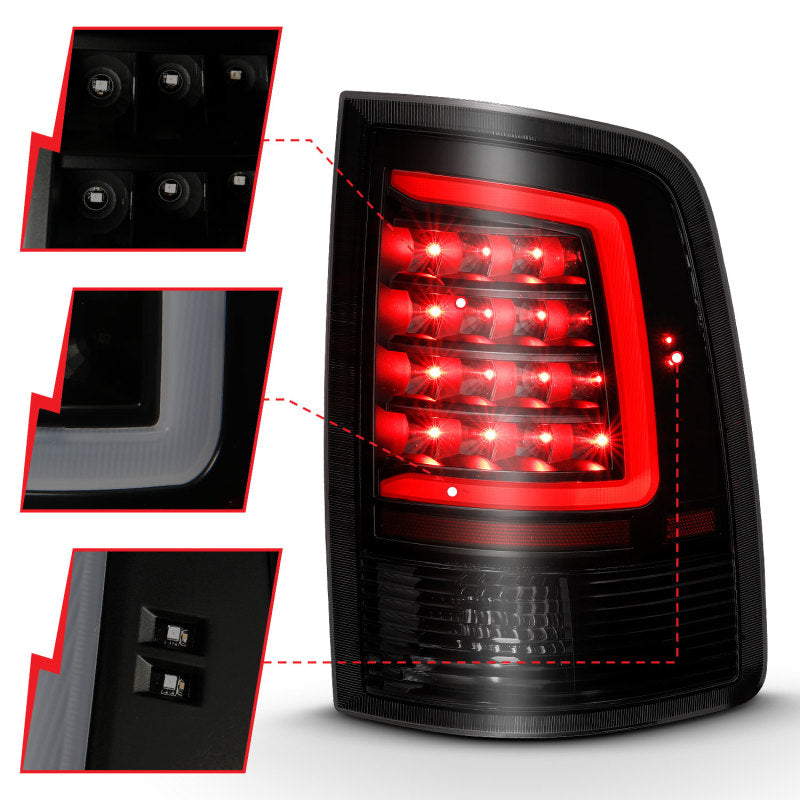 ANZO - [product_sku] - ANZO 2009-2018 Dodge Ram 1500 LED Taillight Plank Style Black w/Smoke Lens - Fastmodz