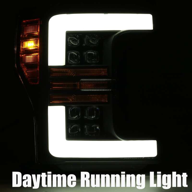 AlphaRex 880100 FITS 17-19 Ford F-250 SD NOVA LED Proj Headlights Plank Style Gloss Blk w/Activ Light/Seq Signal