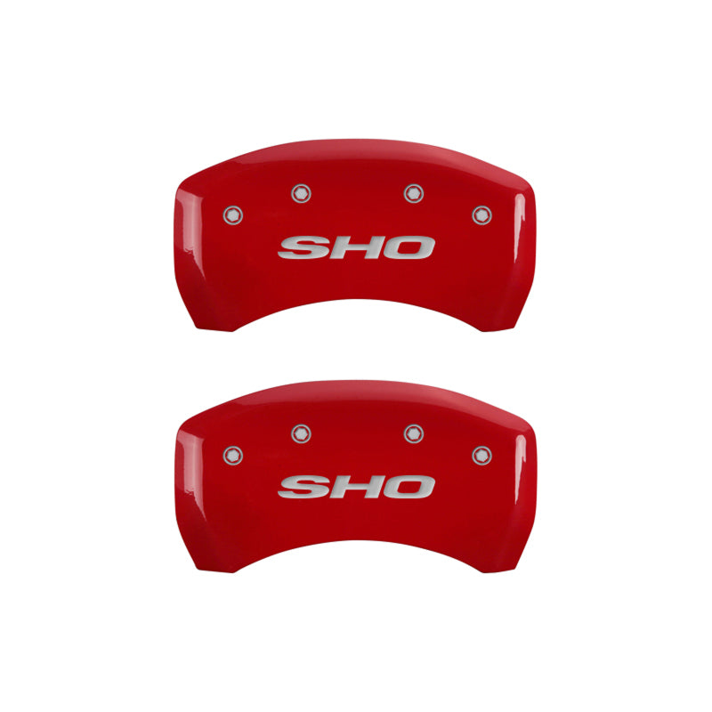 MGP 10222SSHORD FITS 4 Caliper Covers Engraved Front & Rear SHO Red finish silver ch