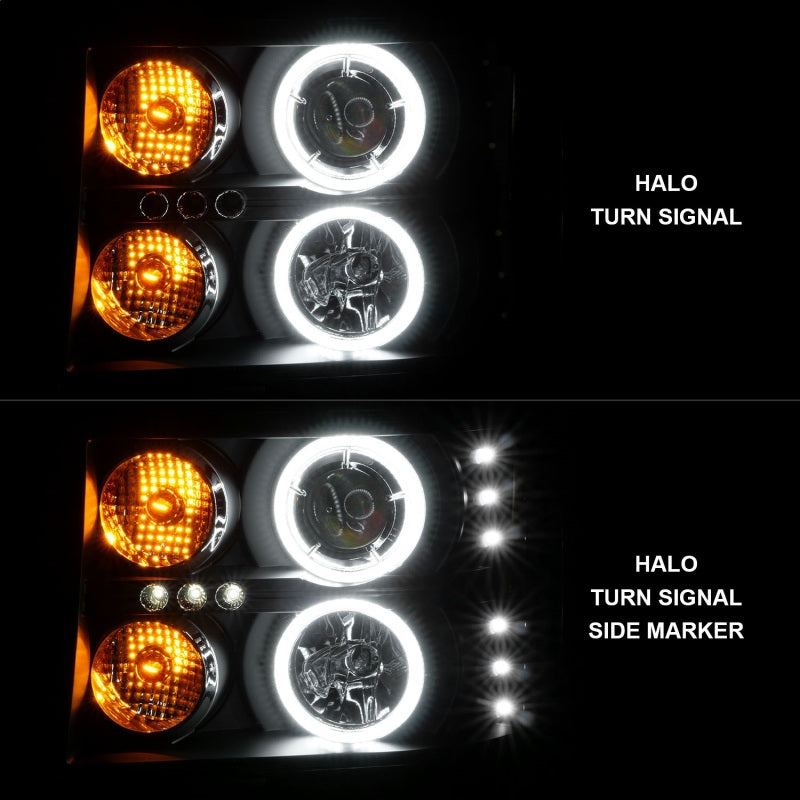 ANZO 111125 FITS 2007-2013 Gmc Sierra 1500 Projector Headlights w/ Halo Black