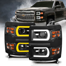 Load image into Gallery viewer, ANZO - [product_sku] - ANZO 14-15 Chevrolet Silverado 1500 Projector Headlights w/ Plank Style Switchback Black w/ Amber - Fastmodz