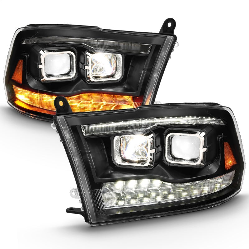 ANZO 111464 FITS: 2009-2018 Dodge Ram 1500 Led Projector Plank Style Switchback H.L Halo Black Amber (OE Style)