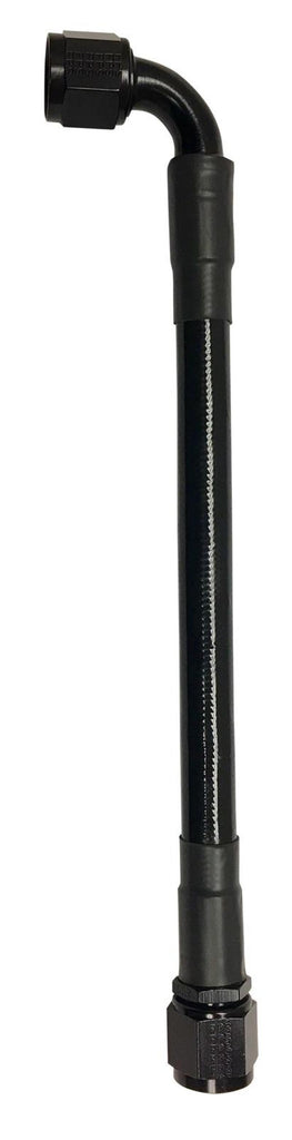 Fragola 6026-1-2-20BL - -6AN Ext Black PTFE Hose Assembly Straight x 90 Degree 20in