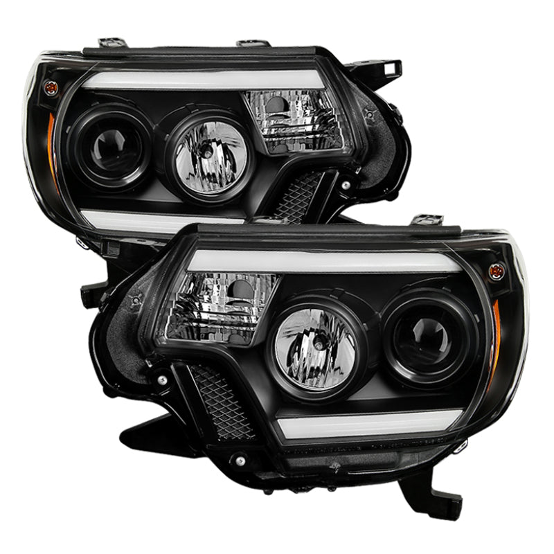 SPYDER 5081711 - Spyder Toyota Tacoma 12-15 Projector Headlights Light Bar DRL Black PRO-YD-TT12-LBDRL-BK