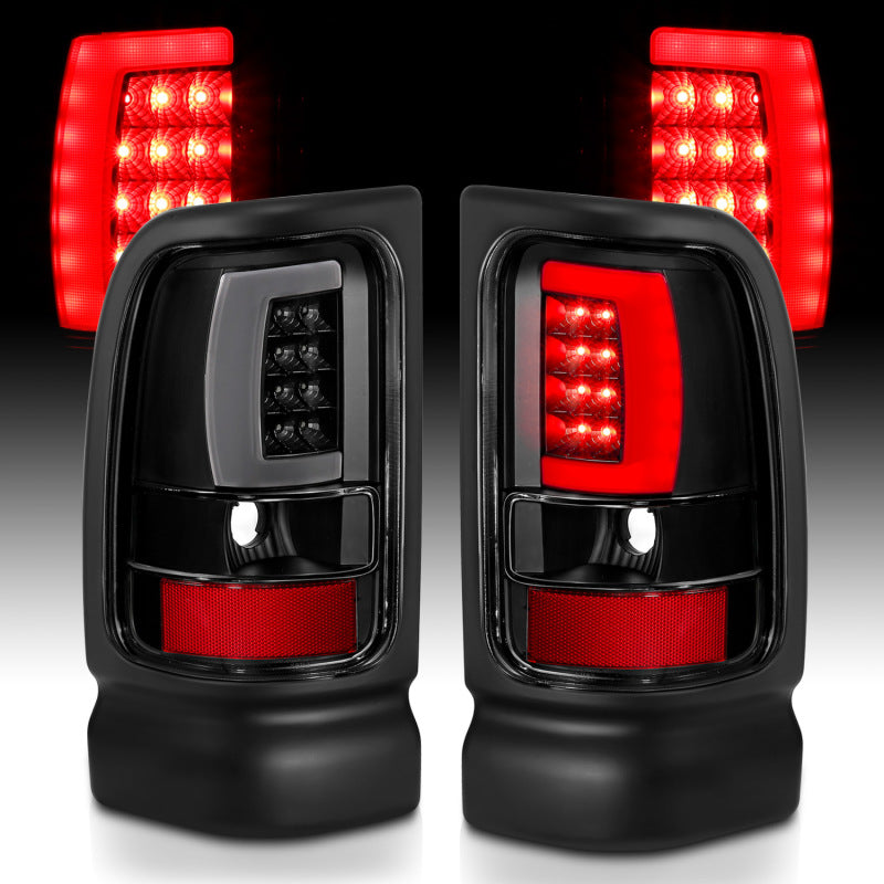 ANZO 311339 -  FITS: 1994-2001 Dodge Ram 1500 LED Taillights Plank Style Black w/Clear Lens