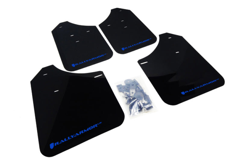 Rally Armor MF1-UR-BLK/BL FITS: 02-07 Subaru WRX/STI/RS/2.5i (wagons req mod) UR Black Mud Flap w/ Blue Logo