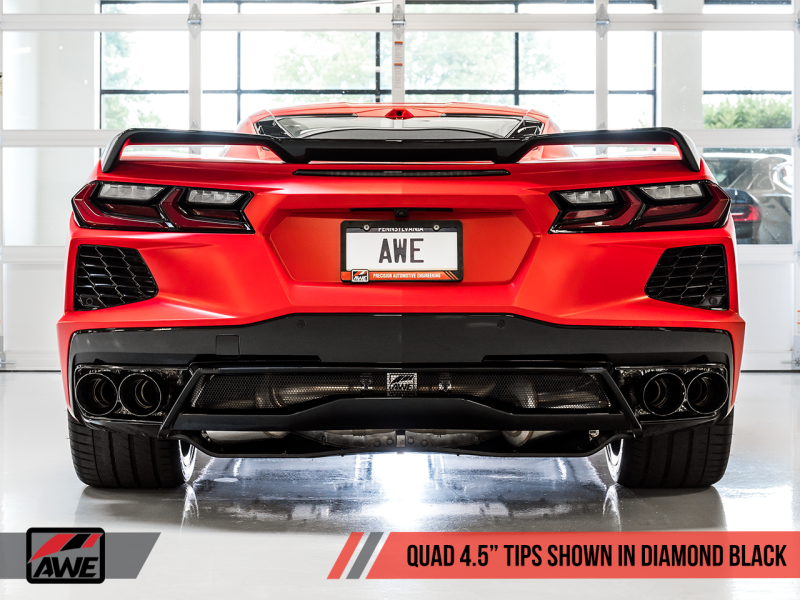 AWE Tuning 3020-43086 FITS 2020 Chevrolet Corvette (C8) Track Edition Exhaust - Quad Diamond Black Tips