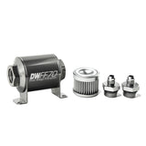 DeatschWerks 8-03-070-010K-6 - Stainless Steel 6AN 10 Micron Universal Inline Fuel Filter Housing Kit (70mm)