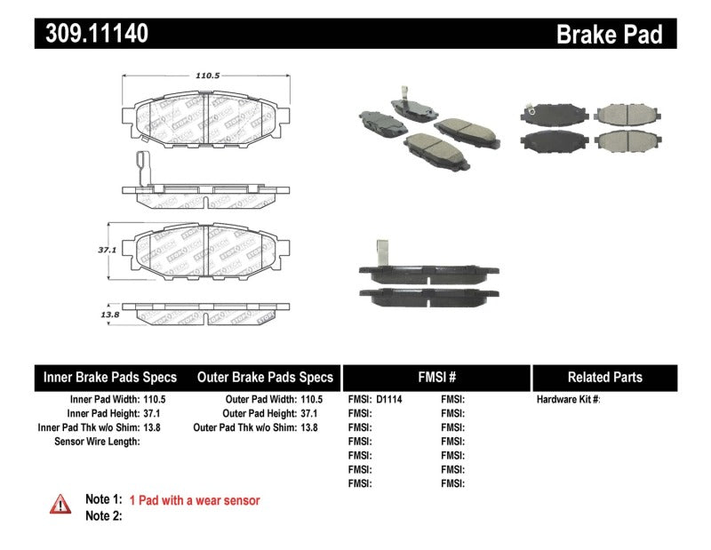 StopTech Performance 08-10 WRX Rear Brake Pads