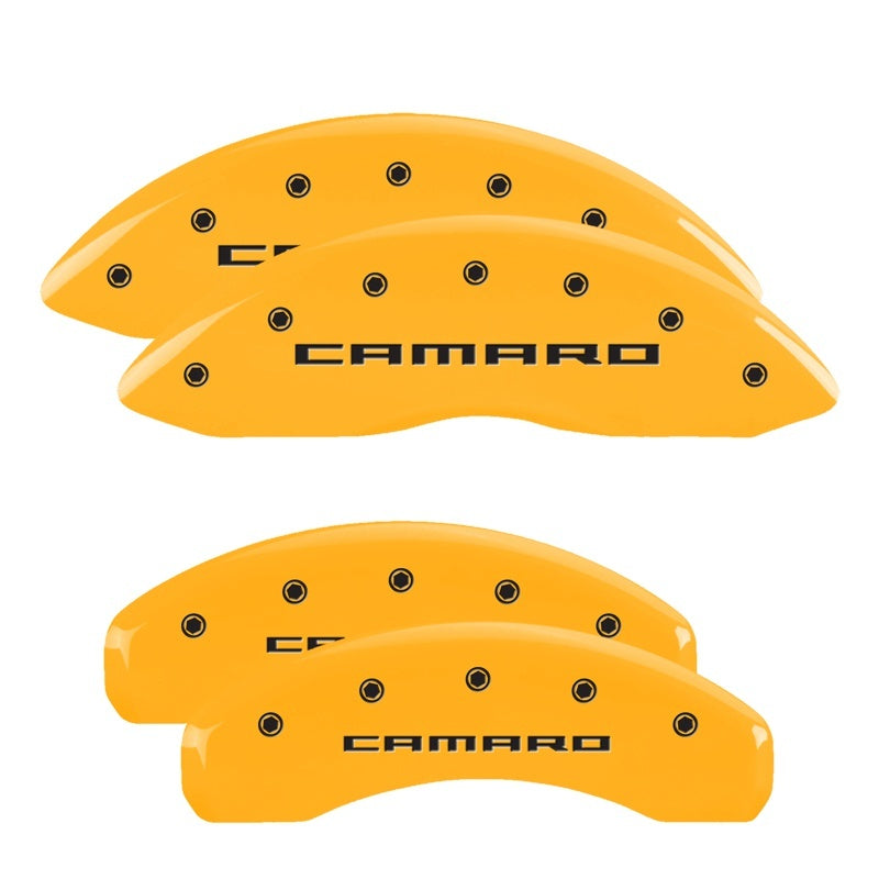 MGP 14033SCA5YL FITS 4 Caliper Covers Engraved Front & Rear Gen 5/Camaro Yellow finish black ch