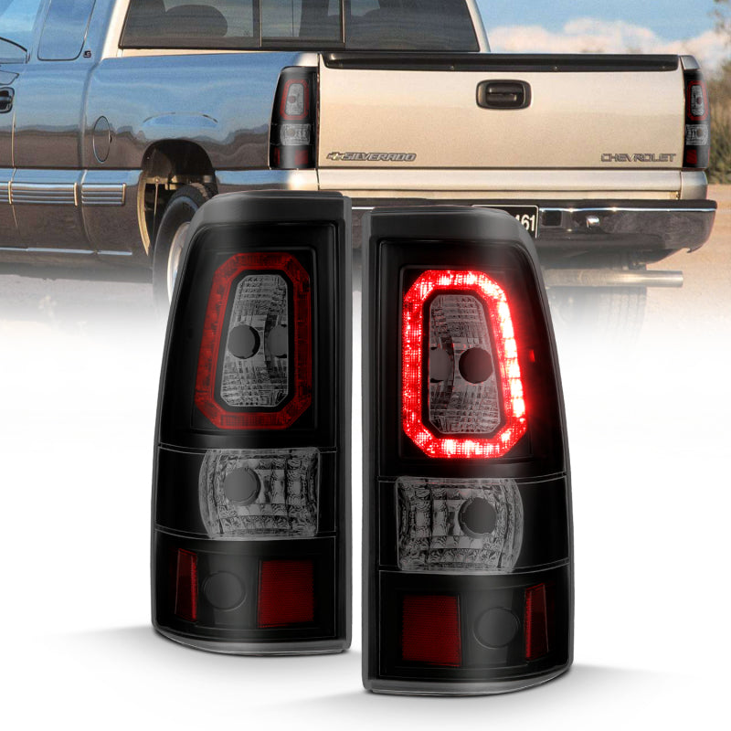 ANZO 311325 FITS 1999-2002 Chevy Silverado 1500 LED Taillights Plank Style Black w/Smoke Lens