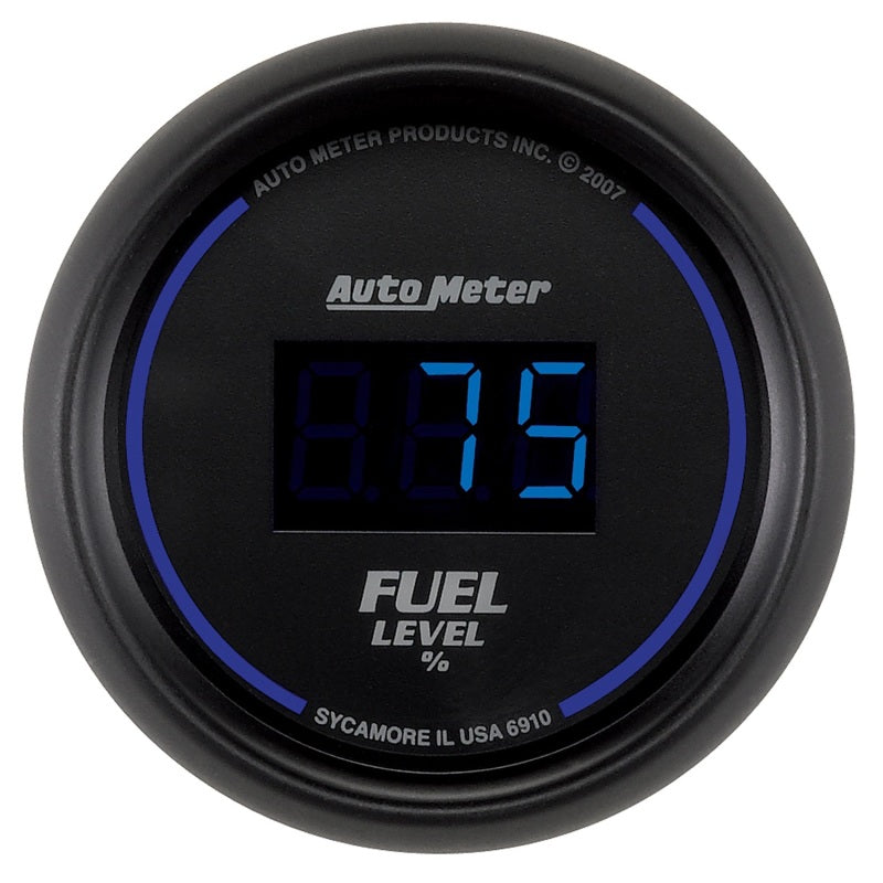 AutoMeter 6910 - Autometer Cobalt Digital 52.4mm Black Programmable Empty-Full Range Fuel Level Gauge