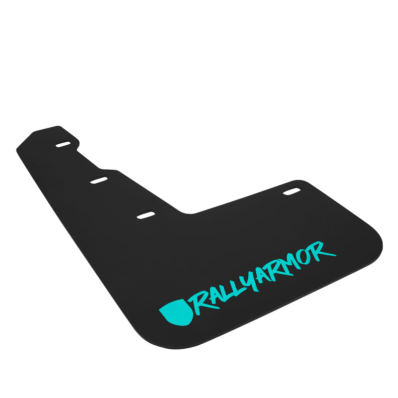 Rally Armor MF32-UR-BLK/TL-X FITS: 15+ Subaru WRX & STi Sedan Only UR Black Mud Flap w/ Teal Logo and Altered Font