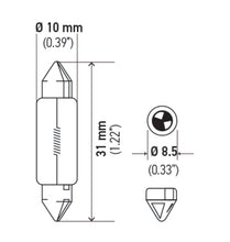 Load image into Gallery viewer, Hella 6411 - Universal Clear 12V 10W 10x41mm T3.25 Bulb