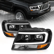 Load image into Gallery viewer, ANZO 111537 FITS 99-04 Jeep Grand Cherokee Crystal Headlightsw/ Light Bar Black Housing