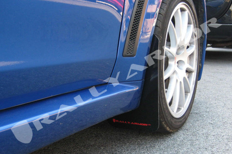 Rally Armor MF10-UR-BLK/RD FITS: 2008+ Mitsubishi EVO X UR Black Mud Flap w/ Red Logo