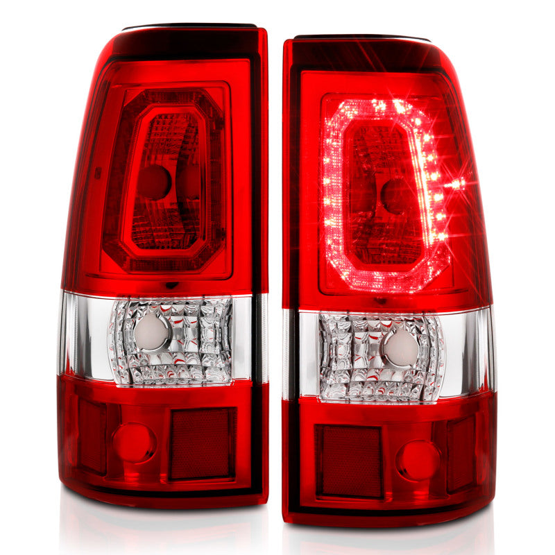 ANZO 311326 FITS 1999-2002 Chevy Silverado 1500 LED Taillights Plank Style Chrome With Red/Clear Lens