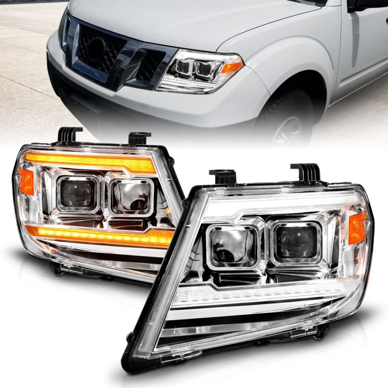 ANZO 111598 FITS 09-20 Nissan Frontier Chrome Projector Plank Style DRL w/ Switchback & Sequential LED DRL
