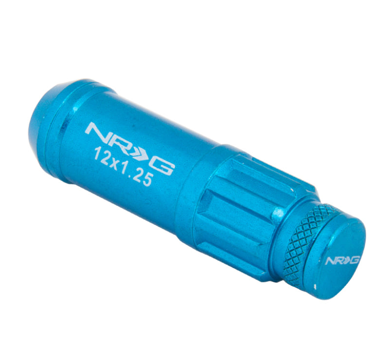 NRG 700 Series M12 X 1.25 Steel Lug Nut w/Dust Cap Cover Set 21 Pc w/Locks & Lock Socket - Blue - free shipping - Fastmodz