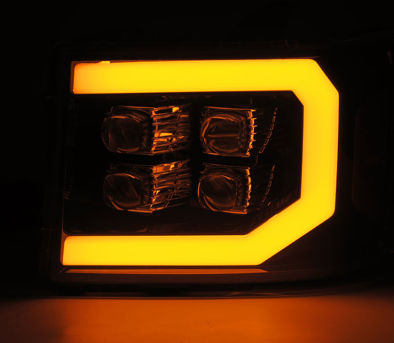 AlphaRex 880607 FITS 07-14 GMC 2500HD NOVA LED Proj Headlight Plank Style Matte Blk w/Activ Light/Seq Signal/DRL