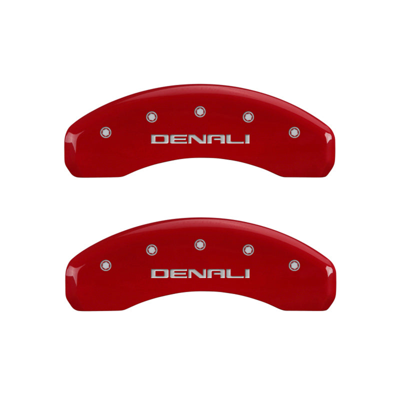 MGP 34009SDNLRD - 4 Caliper Covers Engraved Front & Rear Denali Red finish silver ch