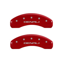 Load image into Gallery viewer, MGP 34009SDNLRD - 4 Caliper Covers Engraved Front &amp; Rear Denali Red finish silver ch