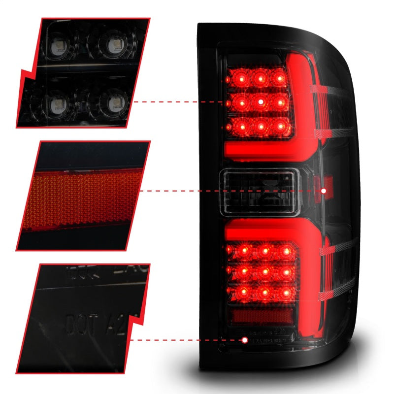 ANZO 311451 FITS 15-19 Chevrolet Silverado 2500 HD/3500 HD LED Taillight w/ Sequential Black Housing/Smoke Lens