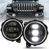 ANZO 111466 FITS: 2018-2019 Jeep Wrangler Full Led ProjectorH.L Black