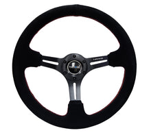 Load image into Gallery viewer, NRG Reinforced Steering Wheel (350mm / 3in. Deep) Blk Suede w/Red Stitching &amp; 5mm Spokes w/Slits - free shipping - Fastmodz