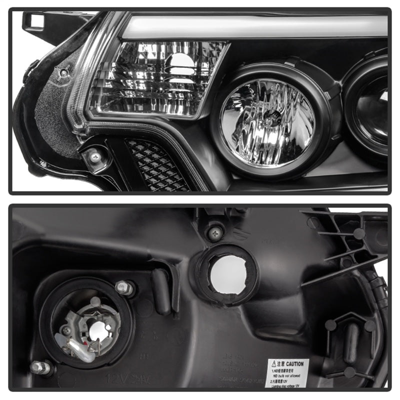 SPYDER 5081711 - Spyder Toyota Tacoma 12-15 Projector Headlights Light Bar DRL Black PRO-YD-TT12-LBDRL-BK